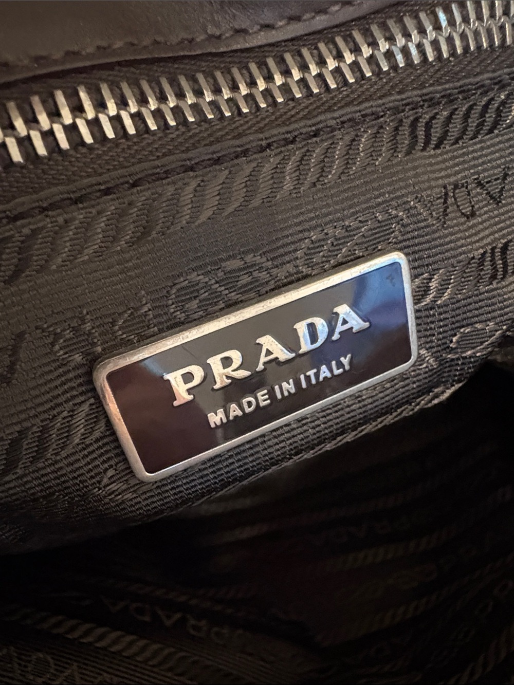 [Prada] Olive Green Nylon Shoulder Bag Handbag Purse Small Tote w/ Brown Leather - Picture 14 of 16